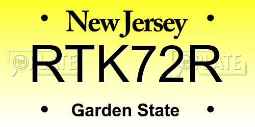RTK72R New Jersey License Plate