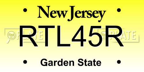 RTL45R New Jersey License Plate