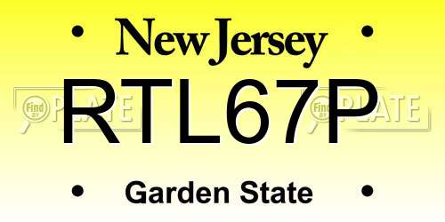 RTL67P New Jersey License Plate