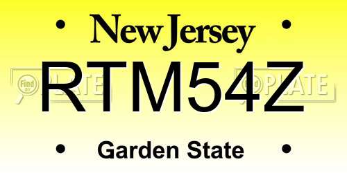 RTM54Z New Jersey License Plate