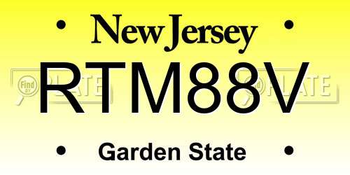 RTM88V New Jersey License Plate
