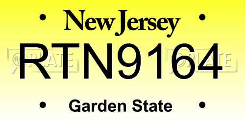 RTN9164 New Jersey License Plate