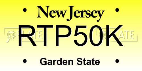 RTP50K New Jersey License Plate