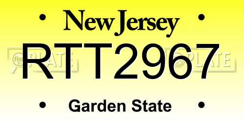 RTT2967 New Jersey License Plate