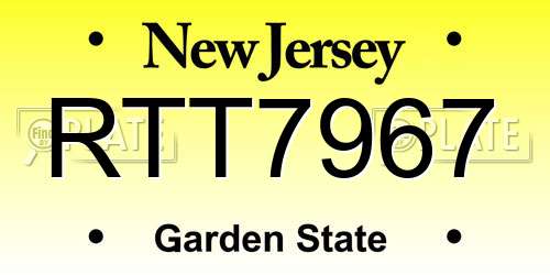RTT7967 New Jersey License Plate