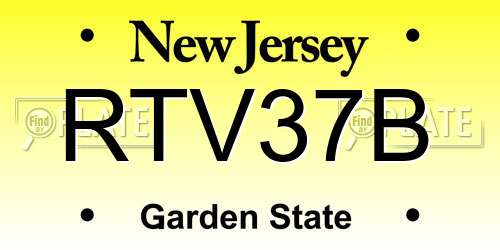 RTV37B New Jersey License Plate