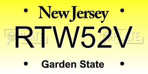 RTW52V New Jersey License Plate