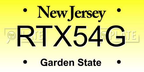 RTX54G New Jersey License Plate