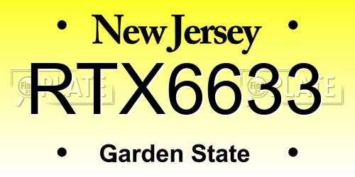 RTX6633 New Jersey License Plate