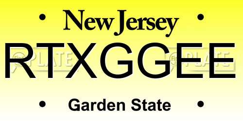 RTXGGEE New Jersey License Plate