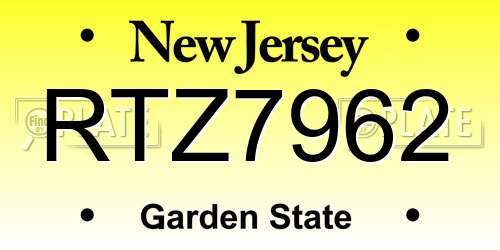 RTZ7962 New Jersey License Plate