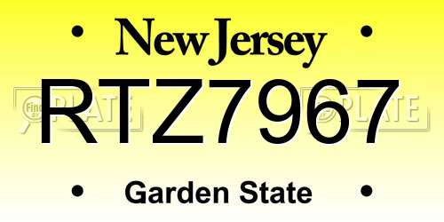 RTZ7967 New Jersey License Plate