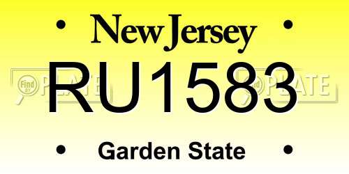 RU1583 New Jersey License Plate