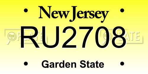 RU2708 New Jersey License Plate