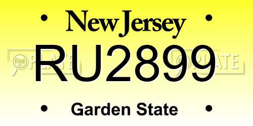 RU2899 New Jersey License Plate