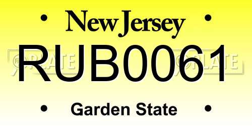 RUB0061 New Jersey License Plate