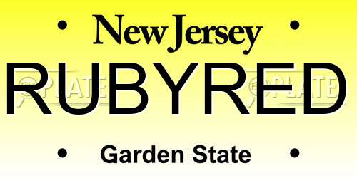 RUBYRED New Jersey License Plate
