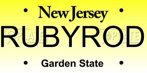RUBYROD New Jersey License Plate