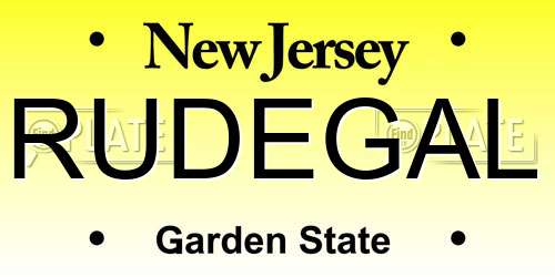 RUDEGAL New Jersey License Plate