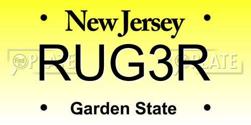 RUG3R New Jersey License Plate