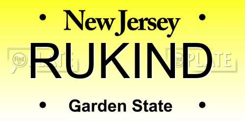 RUKIND New Jersey License Plate