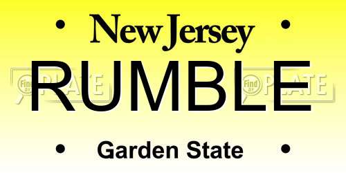 RUMBLE New Jersey License Plate