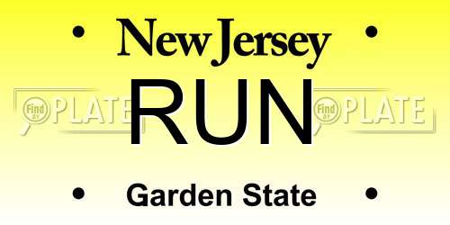 RUN New Jersey License Plate