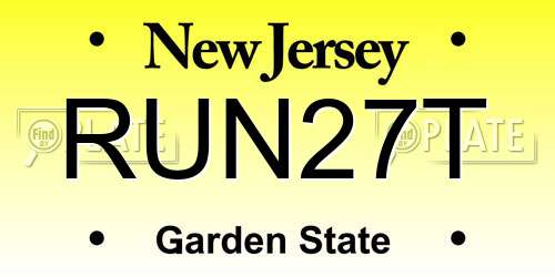 RUN27T New Jersey License Plate