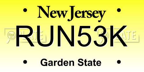 RUN53K New Jersey License Plate