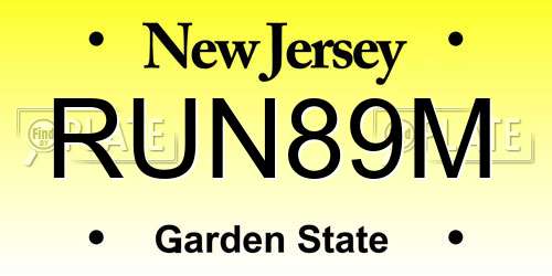 RUN89M New Jersey License Plate