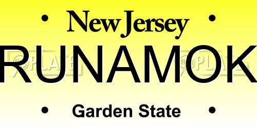 RUNAMOK New Jersey License Plate