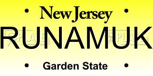 RUNAMUK New Jersey License Plate