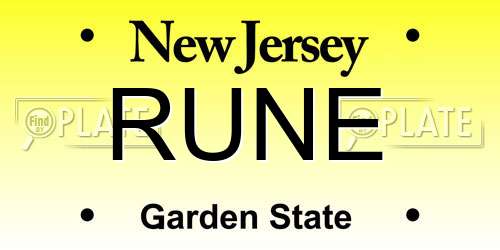 RUNE New Jersey License Plate