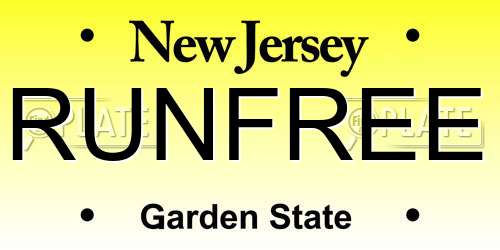 RUNFREE New Jersey License Plate