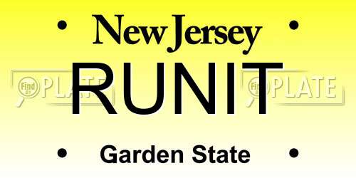 RUNIT New Jersey License Plate