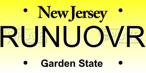 RUNUOVR New Jersey License Plate