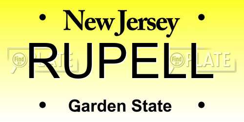 RUPELL New Jersey License Plate