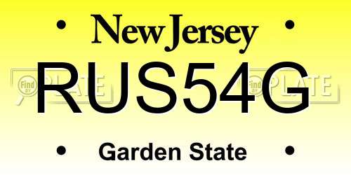 RUS54G New Jersey License Plate
