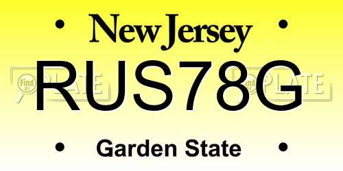 RUS78G New Jersey License Plate