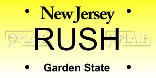 RUSH New Jersey License Plate