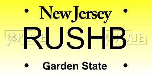 RUSHB New Jersey License Plate