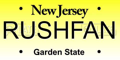 RUSHFAN New Jersey License Plate