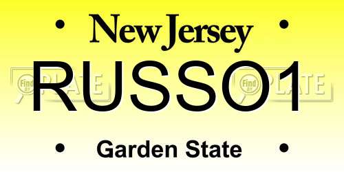 RUSSO1 New Jersey License Plate