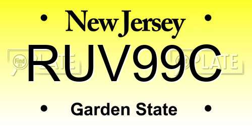 RUV99C New Jersey License Plate