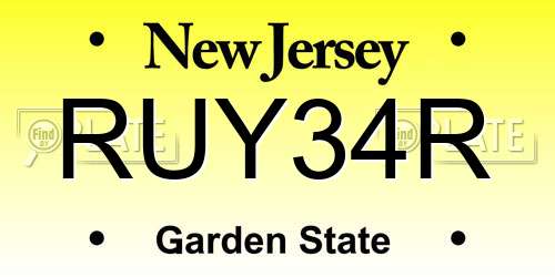 RUY34R New Jersey License Plate