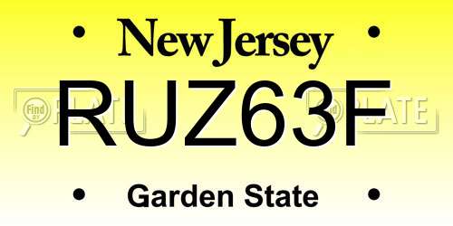 RUZ63F New Jersey License Plate