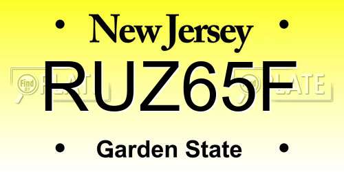 RUZ65F New Jersey License Plate