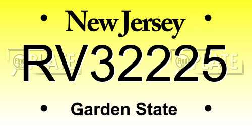 RV32225 New Jersey License Plate