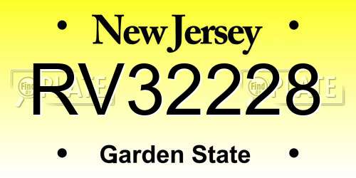 RV32228 New Jersey License Plate