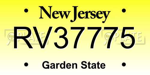 RV37775 New Jersey License Plate